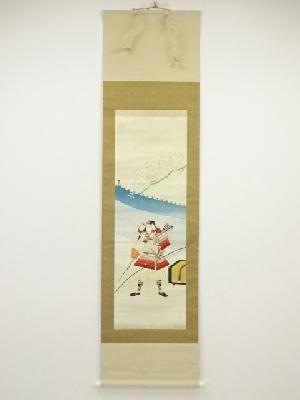 松岡映丘　武者　印刷工芸品　紙本掛軸（保護箱）